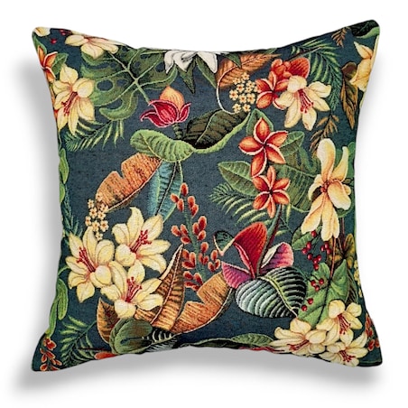 Ciemnozielony zestaw trzech poduszek dekoracyjnych - Kwiaty Lotosu