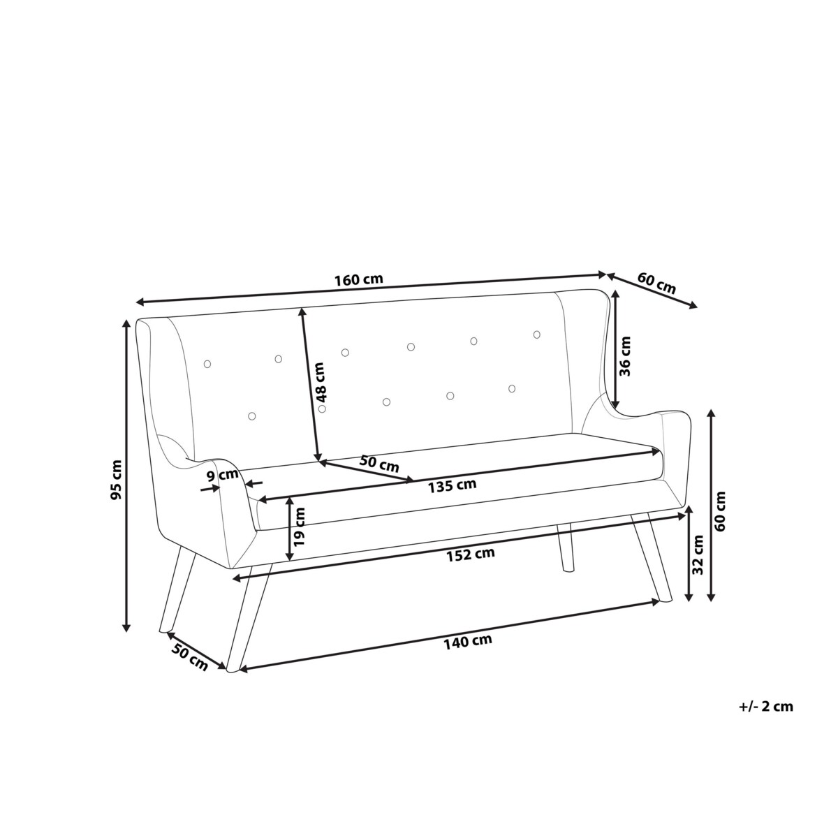 Ławka 2-osobowa boucle biała SKIBBY