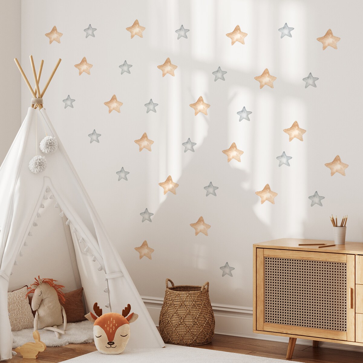 Naklejki Ścienne Do Pokoju Dziecięcego Pastelowe Kolorowe GWIAZDY ZESTAW 60x30cm