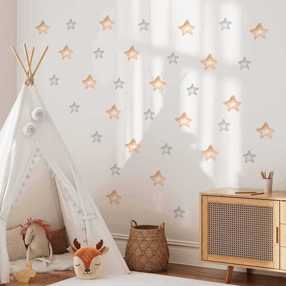 Naklejki Ścienne Do Pokoju Dziecięcego Pastelowe Kolorowe GWIAZDY ZESTAW 60x30cm