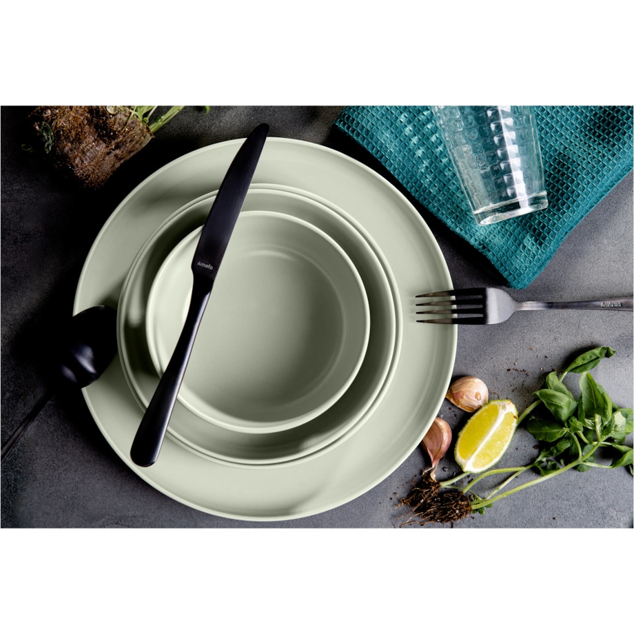 VICTO Elegancki komplet obiadowy 6-osobowy w kolorze beżowym, 24 el, KONSIMO