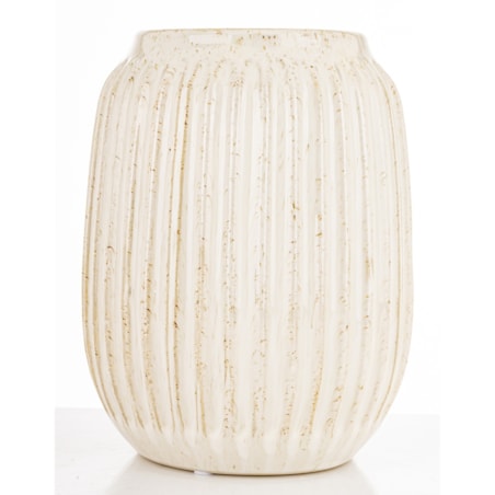 Wazon osłonka ceramiczny prążkowany 22,5x15x15 cm FIBI-3 biały