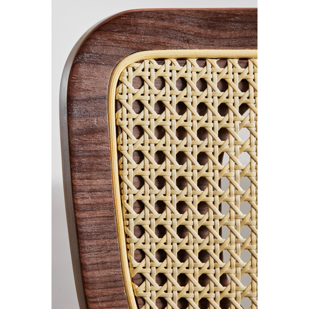 Krzesło barowe z drewna, rattanu i ekoskóry czarnej Raysa brązowe