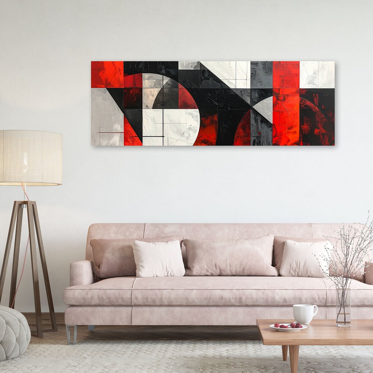 Obraz do salonu sypialni biura loftu, Abstrakcja geometryczna czerwony szary