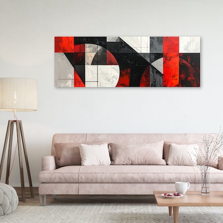 Obraz do salonu sypialni biura loftu, Abstrakcja geometryczna czerwony szary