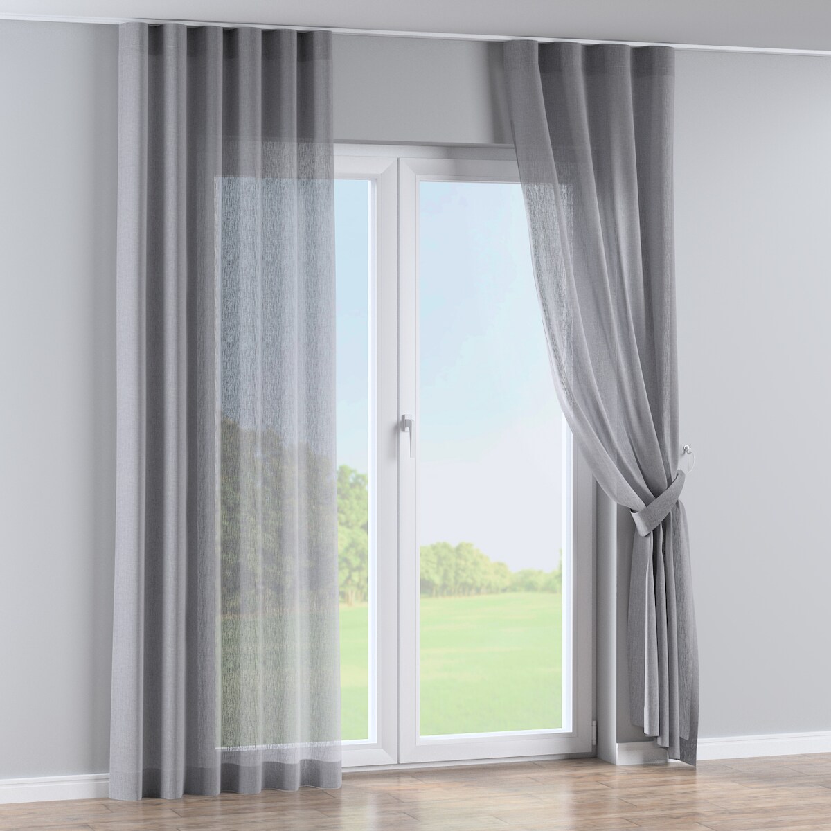 Zasłona na taśmie wave 130x245 szary