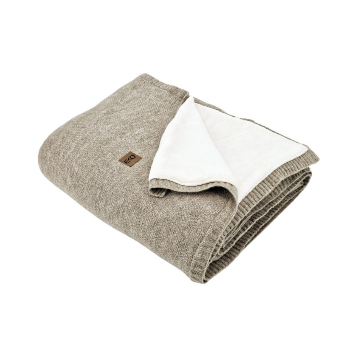 Koc dzianinowy z podszyciem futerkowym 150x200 cm – MILANO DUO TAUPE