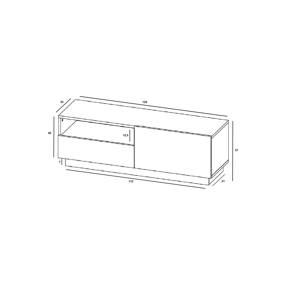 Szafka RTV Komoda Loft Kaszmir Mat stojąca / wisząca szuflada 120 cm