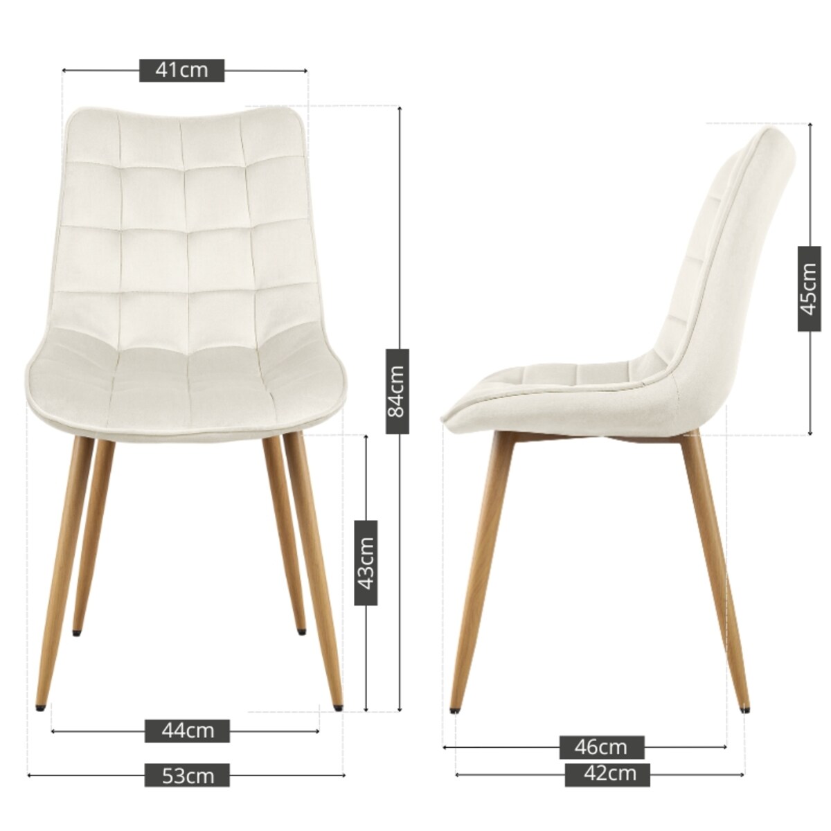 Krzesło tapicerowane do salonu jadalni pikowane welurowe beżowe