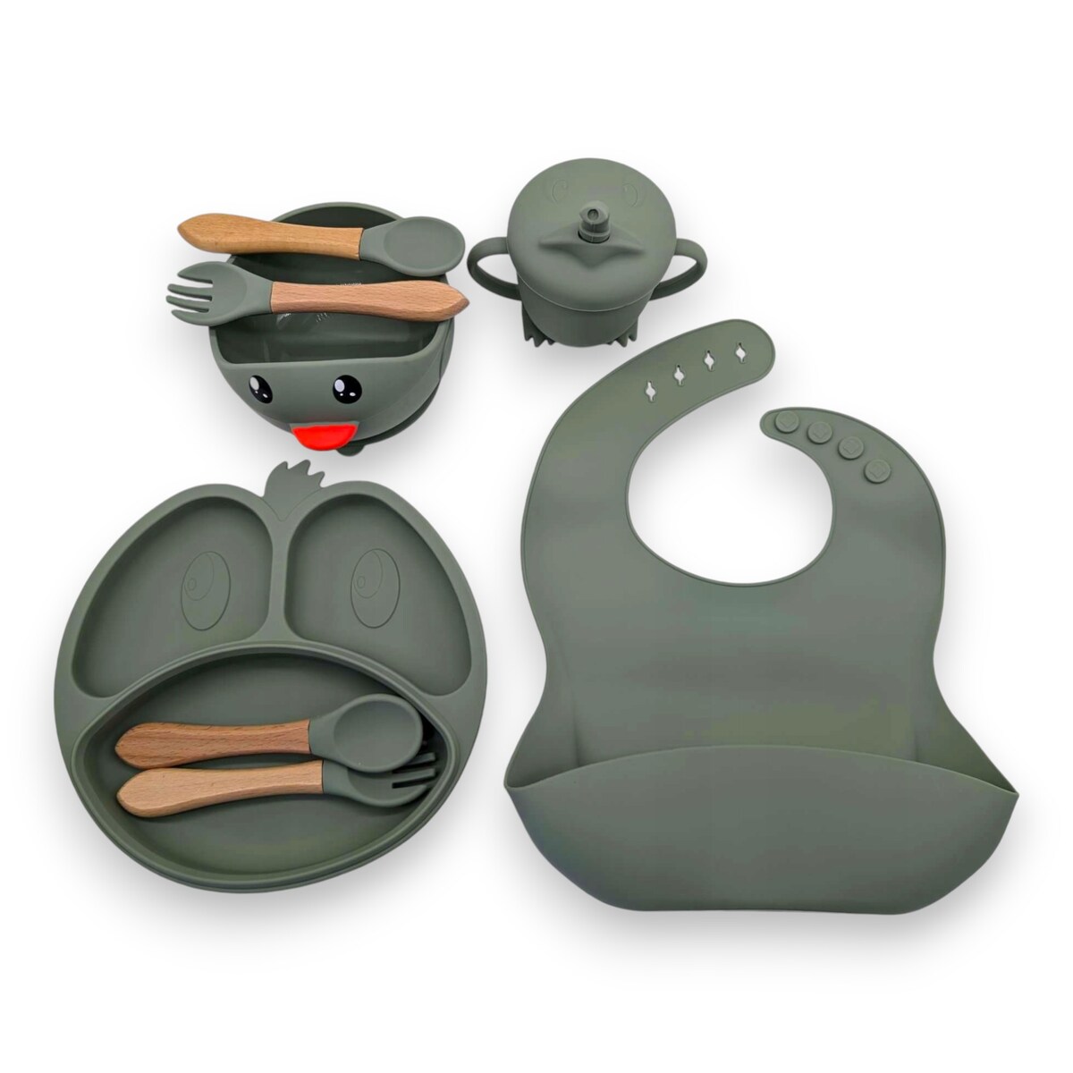 Miseczka z przyssawką silikonowa dla dziecka na przekąski łyżka widelec BLW