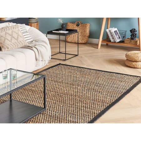 Dywan z juty 140 x 200 cm czarno-beżowy GERCE