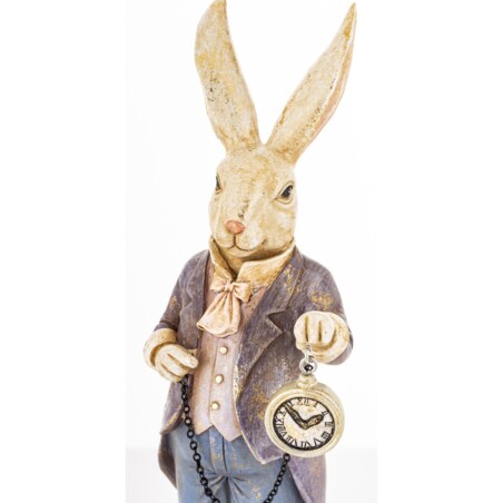 Dekoracja - królik 30x10x10 cm KOMIZO z zegarkiem
