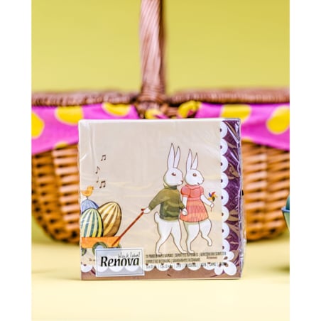 Serwetki Papierowe Ozdobne Renova Bunny & Eggs 33x33 cm 3-warstwy 20 sztuk