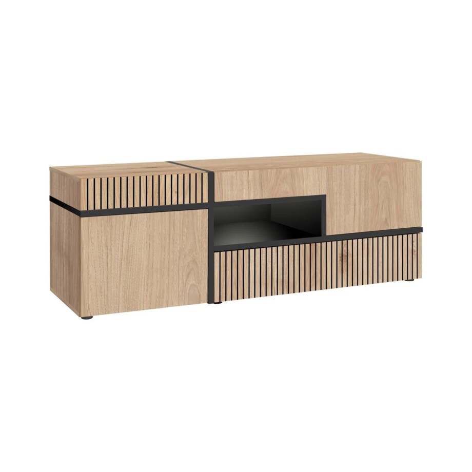 Szafka RTV CROSS LED 150 hickory jackson/czarna