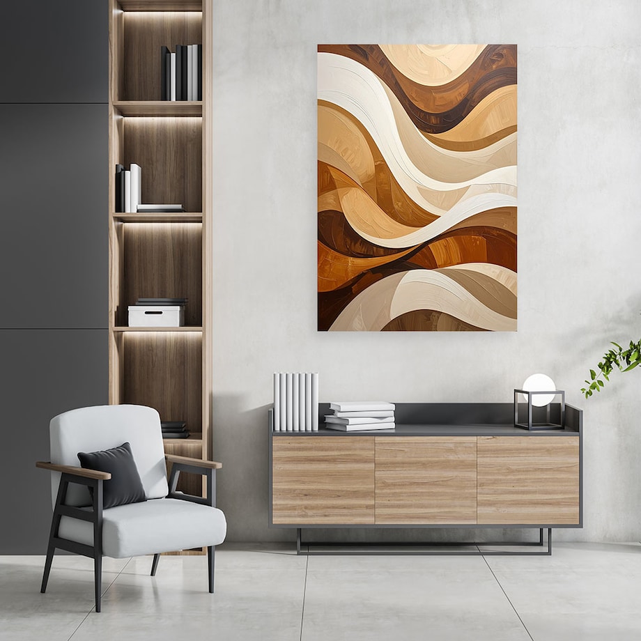 Obraz do salonu sypialni kuchni, Fale Abstrakcja w brązach