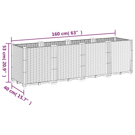 vidaXL Donica ogrodowa, czarna, 160x40x53 cm, PP