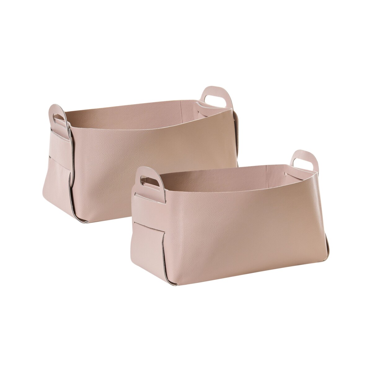 Zestaw 2 koszy NUZI Ekoskóra Pastelowy róż