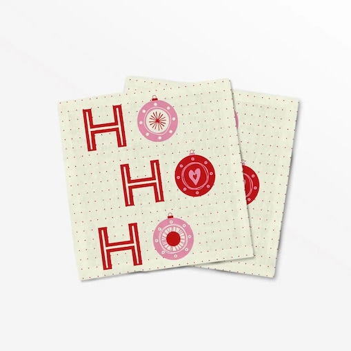 Serwetki świąteczne - HO HO HO - bombki - beżowe tło (2szt.)