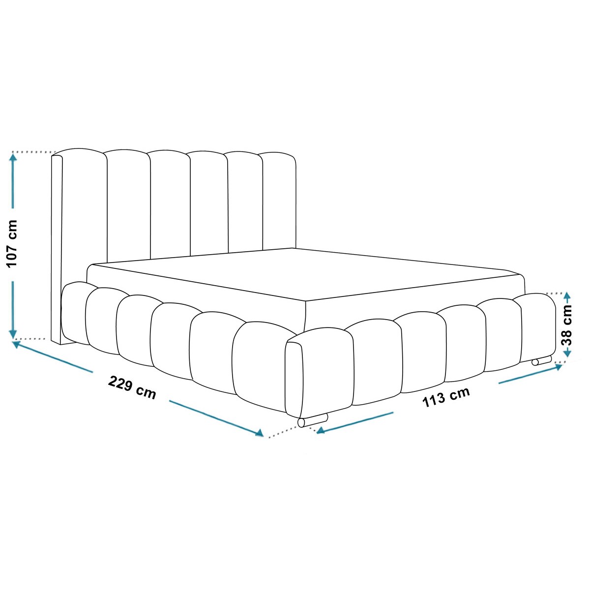 Łóżko tapicerowane 90x200 BEN 18 jednoosobowe, z pojemnikiem, boucle-szare