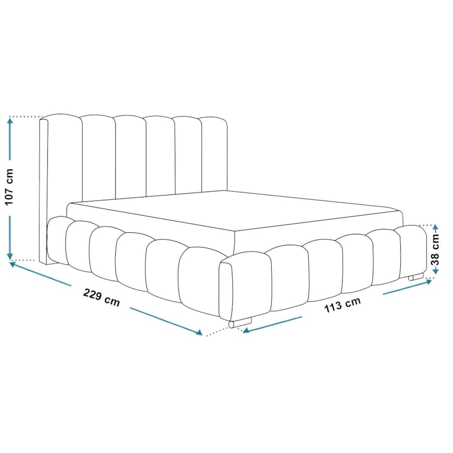 Łóżko tapicerowane 90x200 BEN 18 jednoosobowe, z pojemnikiem, boucle-szare