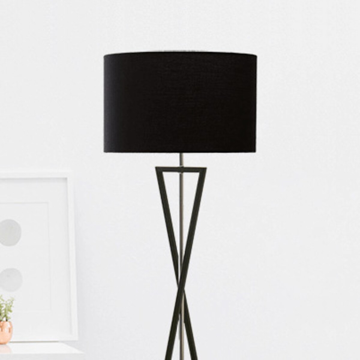 LAMPA podłogowa SANDGLASS FSG-B-E27 Abigali stojąca OPRAWA abażurowa czarna