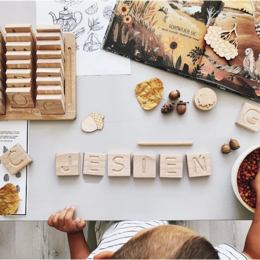 Drewniany alfabet polski Montessori