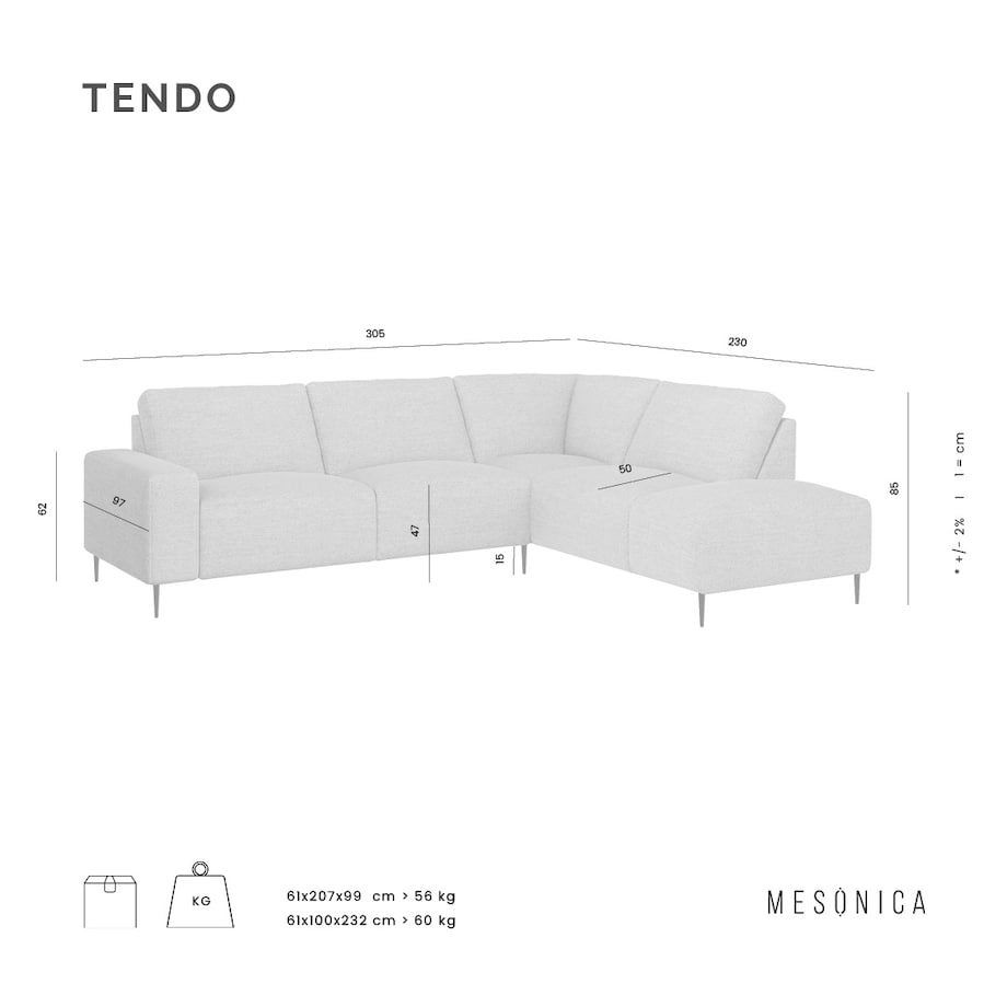 Tendo Sofa narożna - szara