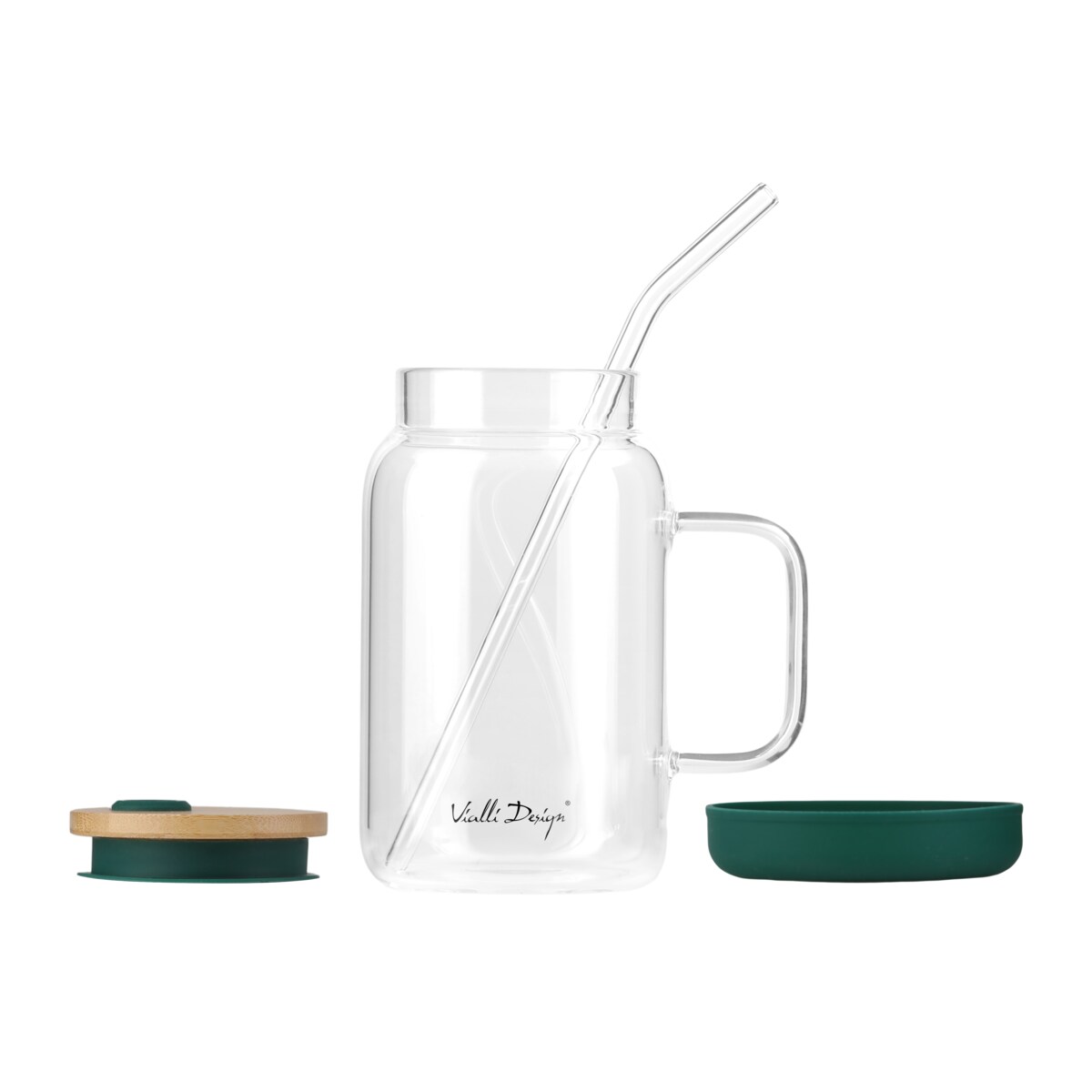 Słoik ze słomką 600 ml zielony Fuori 29828