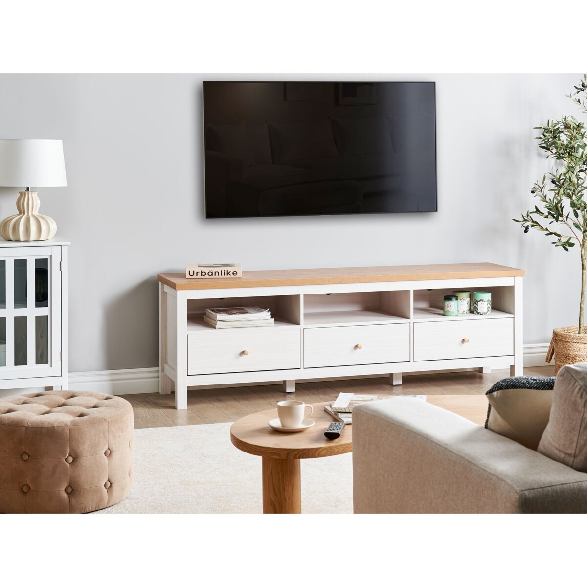 Szafka RTV INVERELL Drewno Biały