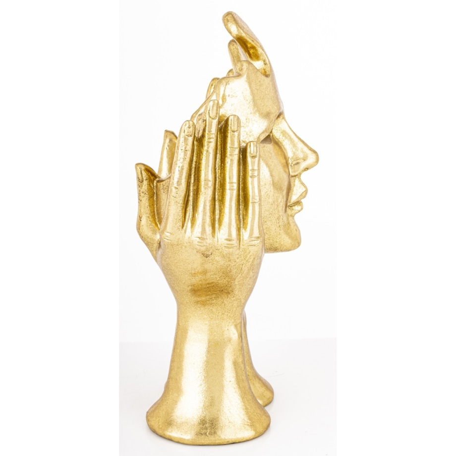 Dekoracja złota maska w kobiecych rękach 30x16x12 ASPETTO