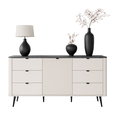 Komoda do przedpokoju AUTUMN 1D6S z sześcioma szufladami, kaszmir / szary kamień