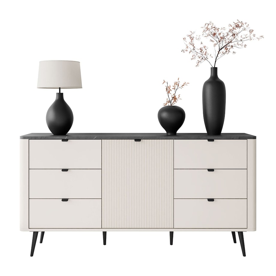 Komoda do przedpokoju AUTUMN 1D6S z sześcioma szufladami, kaszmir / szary kamień