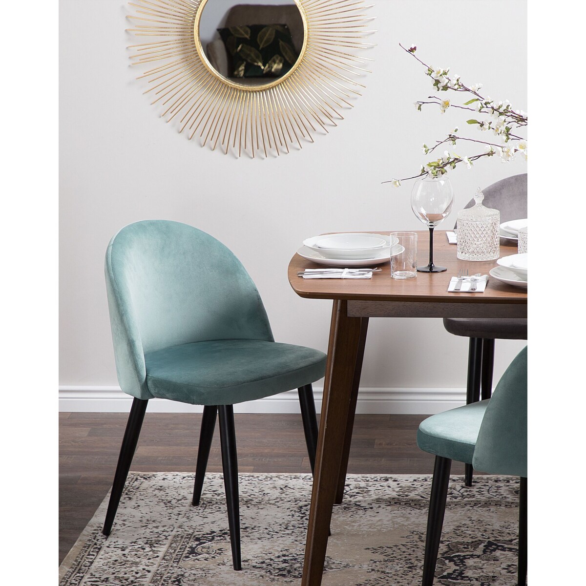 Zestaw 2 krzeseł welurowy zielony VISALIA