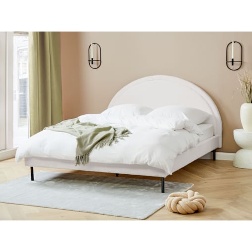 Łóżko boucle 160 x 200 cm białe MARGUT