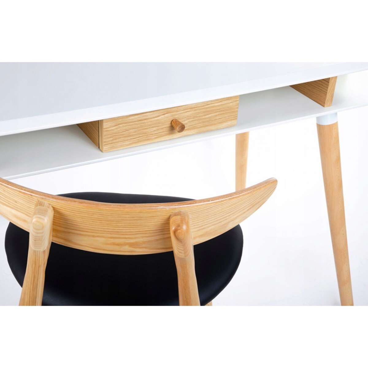 Skandynawskie biurko Modus LL-093 King Home z szufladą dębowe białe