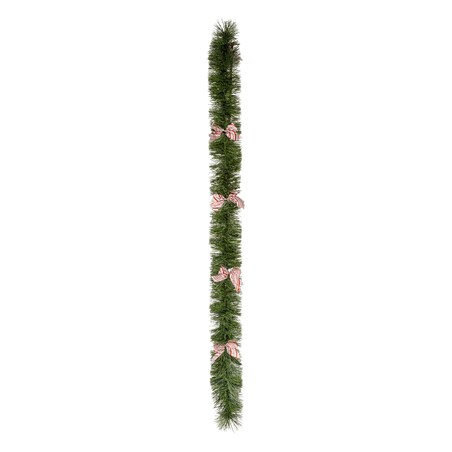 Girlanda świąteczna, gęsta choinka z kokardami, 270 cm, kolor zielony, tworzywo sztuczne