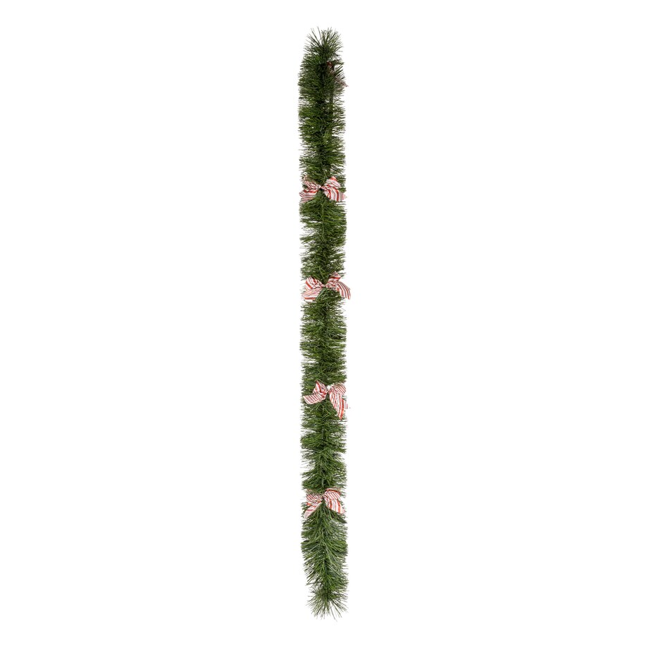Girlanda świąteczna, gęsta choinka z kokardami, 270 cm, kolor zielony, tworzywo sztuczne