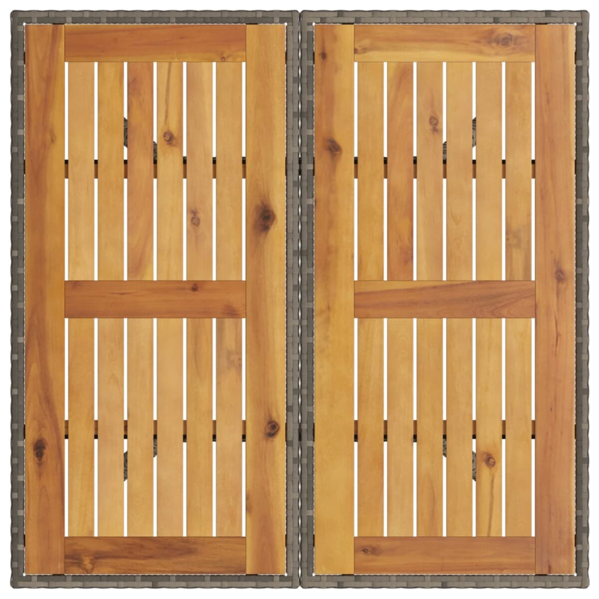 vidaXL Stół ogrodowy z akacjowym blatem, szary, 80x80x75 cm, rattan PE