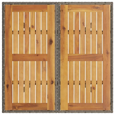 vidaXL Stół ogrodowy z akacjowym blatem, szary, 80x80x75 cm, rattan PE