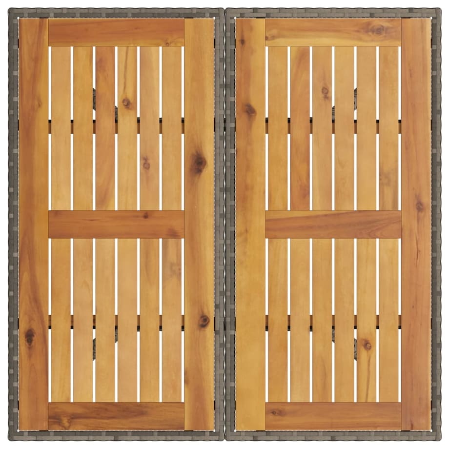 vidaXL Stół ogrodowy z akacjowym blatem, szary, 80x80x75 cm, rattan PE