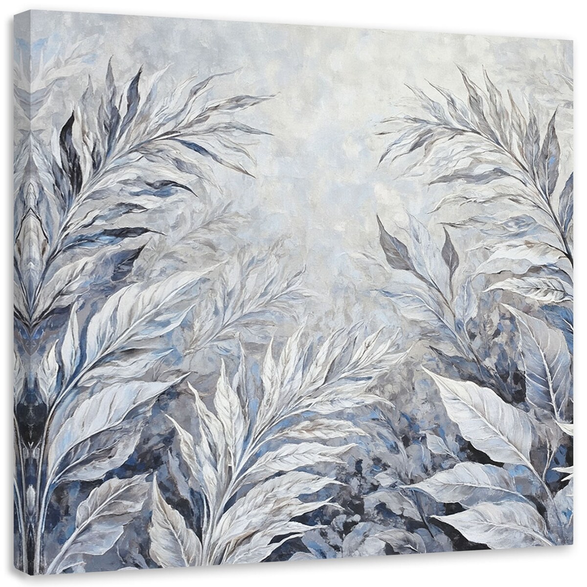 Obrazy na ścianę do salonu Liście Abstrakcja Botanika Szary 60x60