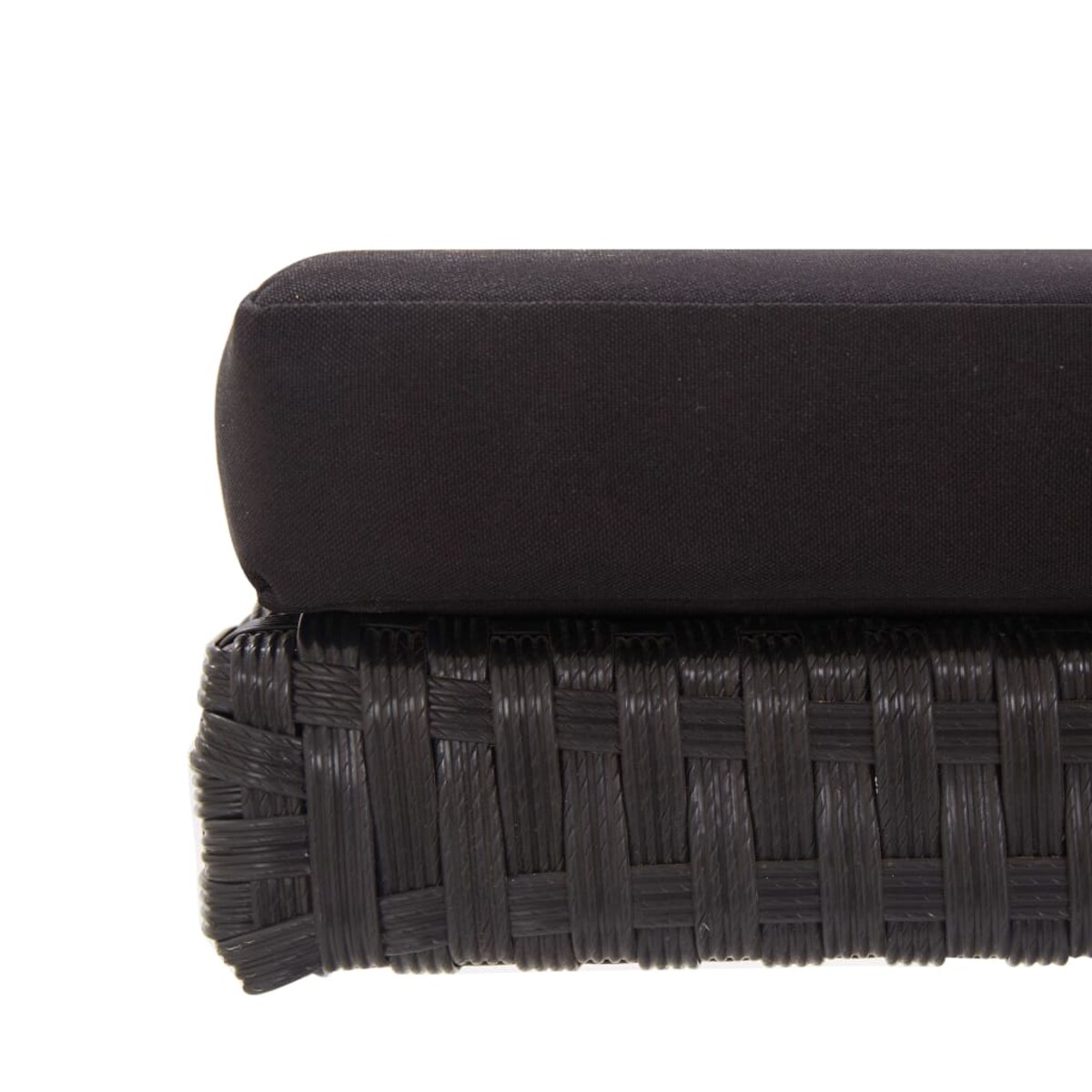 vidaXL Ławka ogrodowa z poduszkami, 176 cm, czarna, polirattan