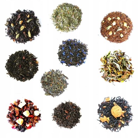 ZESTAW PREZENTOWY UPOMINKOWY - 10 RÓŻNYCH HERBAT SYPANYCH W SASZETKACH - PREZENT UPOMINEK DLA TATY TEŚCIA NA DZIEŃ OJCA URODZINY