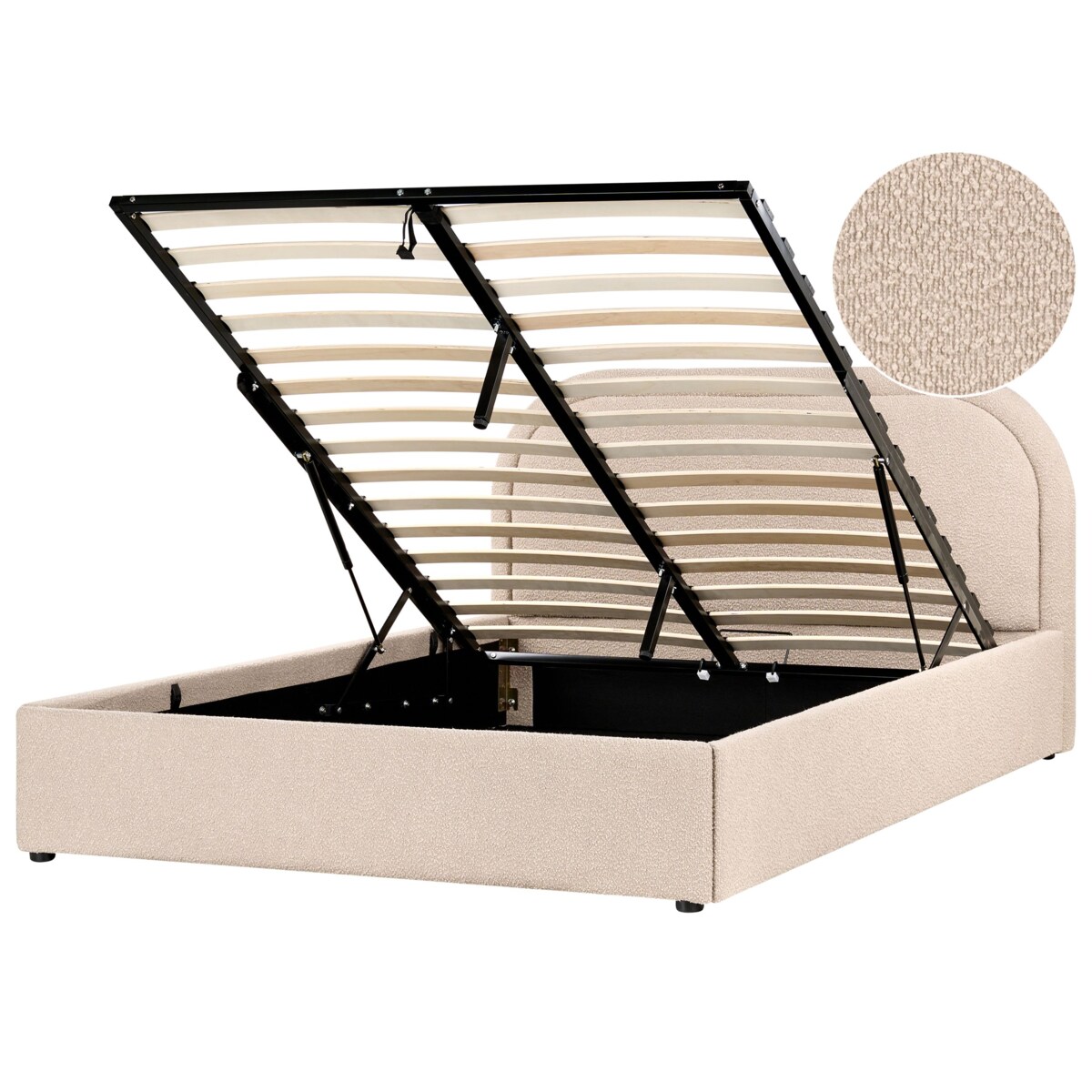 Łóżko z pojemnikiem Boucle QUILLIEN 140 x 200 cm Beżowy