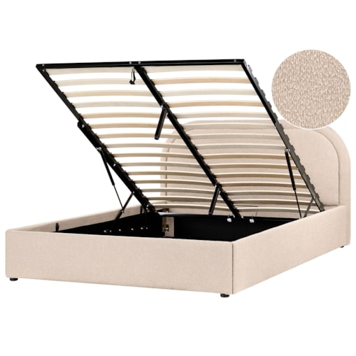 Łóżko z pojemnikiem Boucle QUILLIEN 140 x 200 cm Beżowy