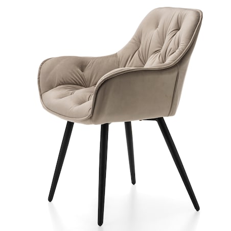 Krzesło tapicerowane pikowane do salonu jadalni welurowe SIENA ciemnobeżowe