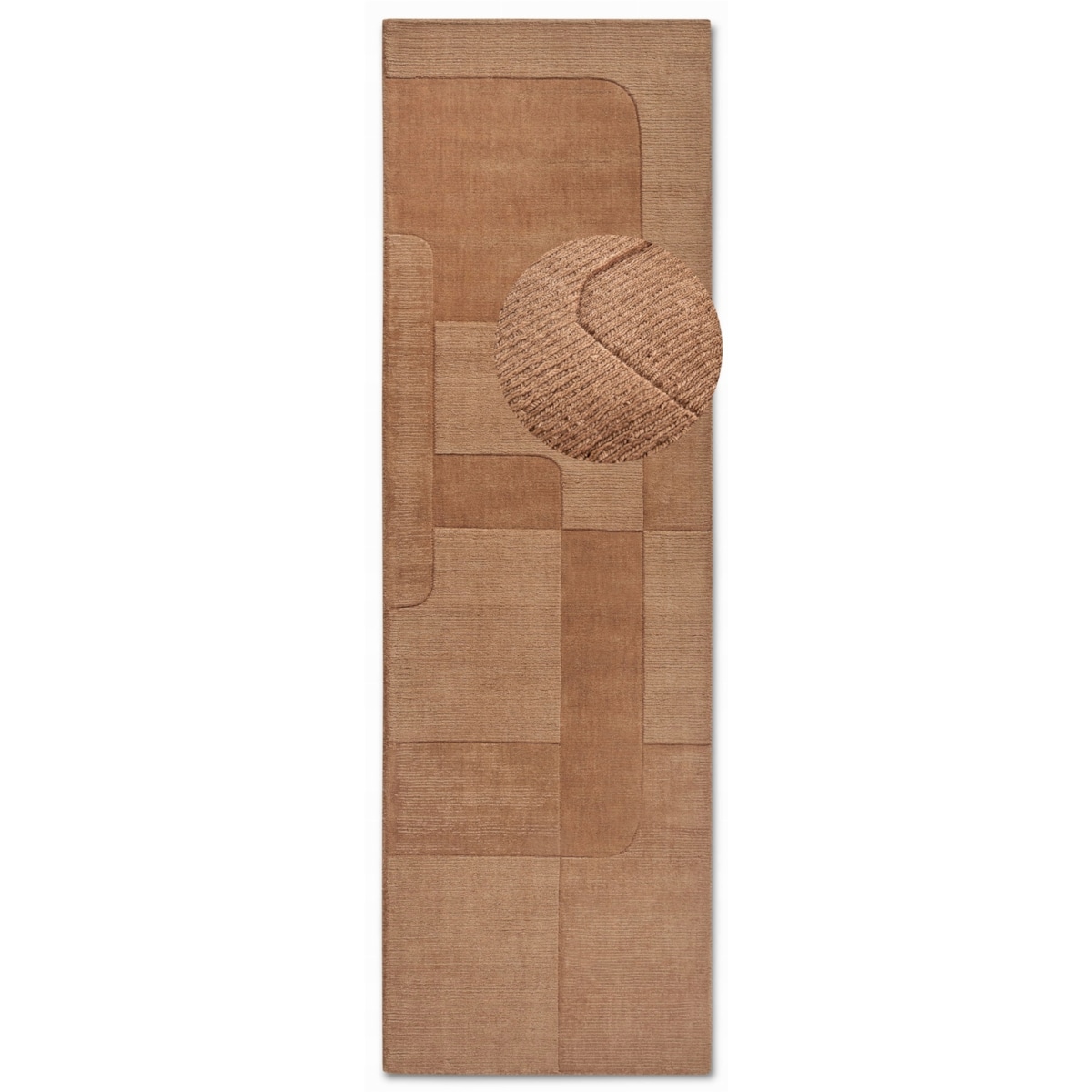 Chodnik wełniany do korytarza 80x250cm, brązowy nowoczesny wzór 3D