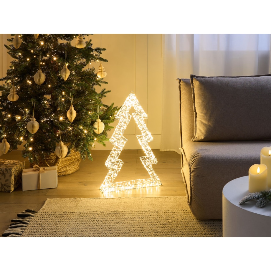 Dekoracja ogrodowa LED AKERAN Choinka 60 cm Srebrny
