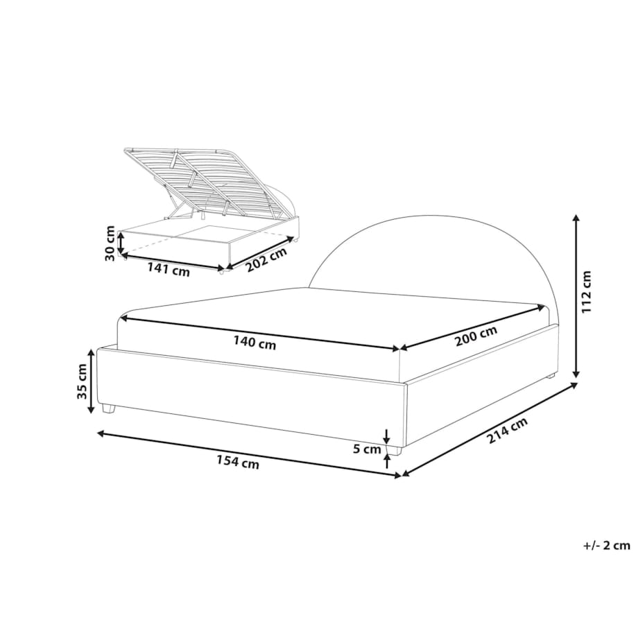 Łóżko z pojemnikiem boucle 140 x 200 cm zielone oliwkowe VAUCLUSE