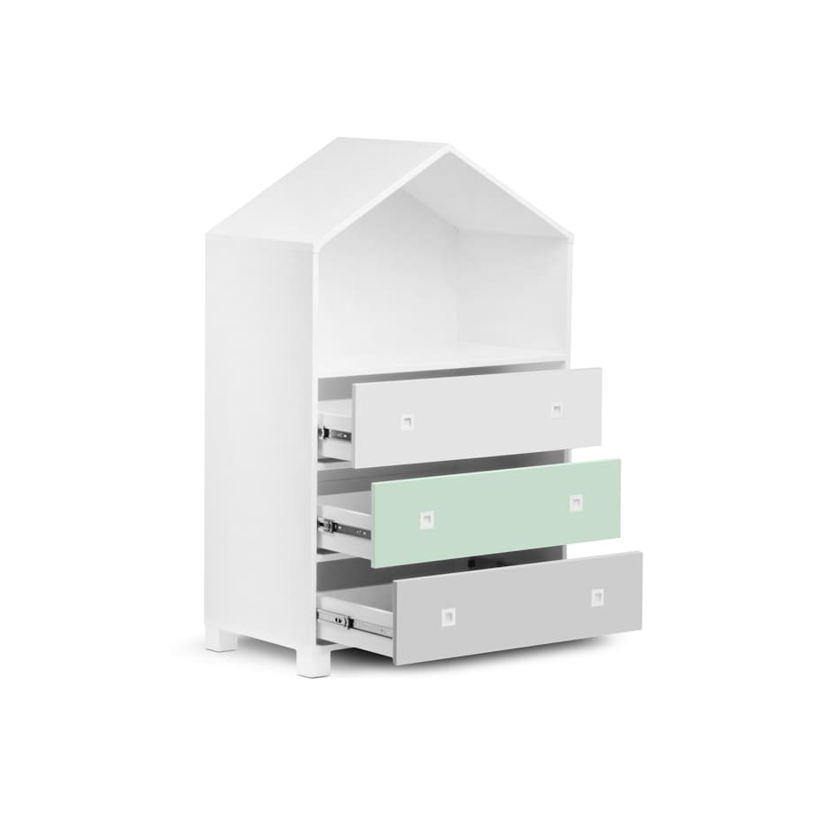 KONSIMO MIRUM Zestaw mebli w kształcie domku dla chłopca w kolorze szarym składający się z 6 elementów